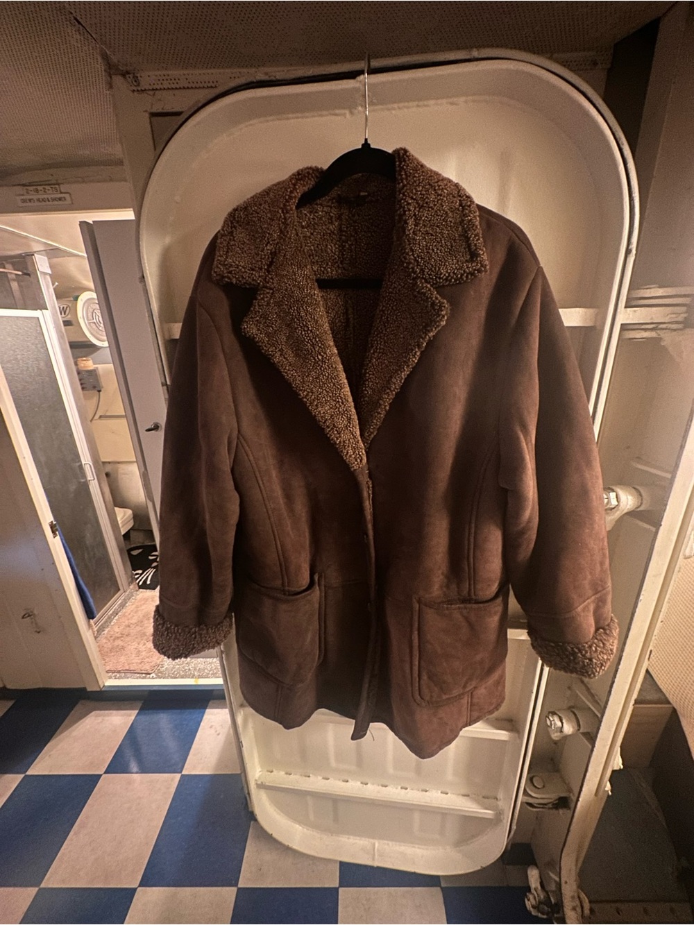 COACH Men’s 100% Shearling Sheepskin Brown Coat Jacket Made in Italy Size M
